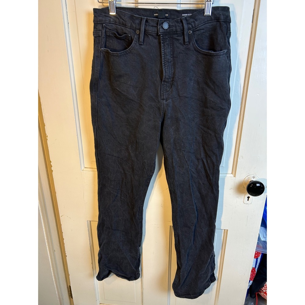 Good American‎ Good Standard Kick Flare Jeans Black High Rise Size 8 GSKF220BS